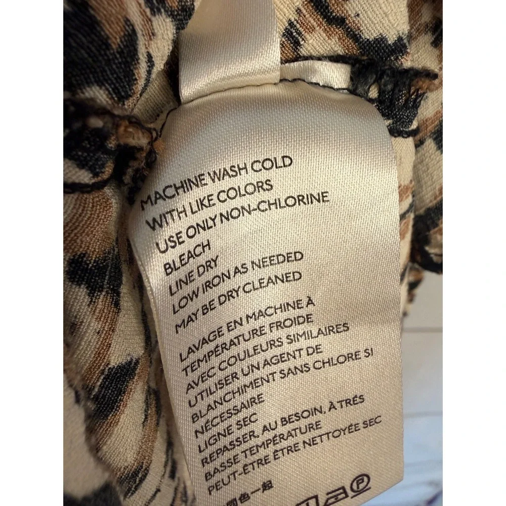 Free People Leopard Print Ruffle Wrap Mini Dress Tan Black White OB779011 Size M